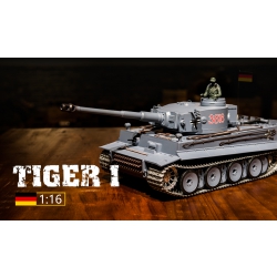 Czołg zdalnie sterowany ASG/IR/dźwięk/dym 1:16 German Tiger 1 RTR 2.4Ghz - Heng Long 3818-1B (PRO)